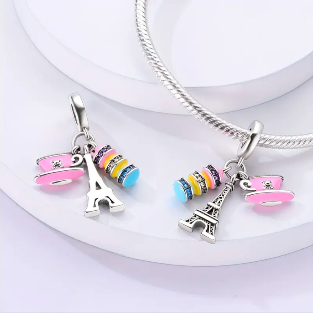 PARIS-Macaroons, Eiffel Tower & Tea Cup Charm, NWT